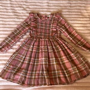 Plaid Pink and Brown Kids Casual Dress